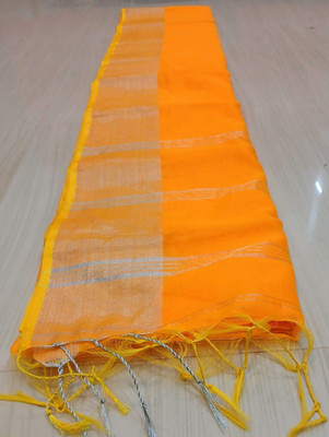 PRIDE SALES Solid/Plain Gadwal Cotton Silk Saree(Yellow)