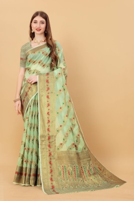 Zeekha Woven Kanjivaram Cotton Silk Saree(Light Green)