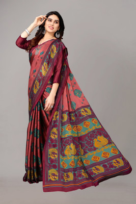 FABMORA Printed Bandhani Chiffon, Georgette Saree(Multicolor)