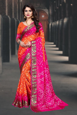 shreeji creation Self Design Bandhani Art Silk Saree(Pink)
