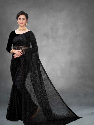 SAREEYA16 Printed Daily Wear Cotton Blend Saree(Black)