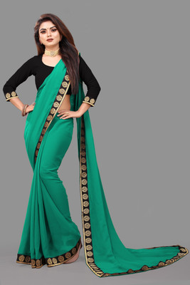 Jevlan Self Design Bollywood Georgette Saree(Light Green)