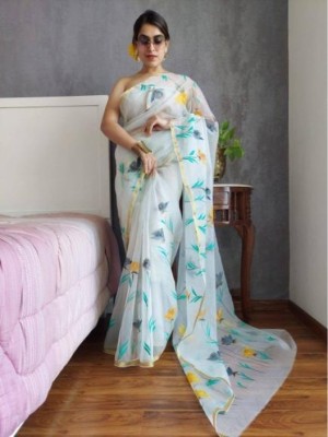 Vichitra Dyed Bollywood Pure Silk Saree(White)