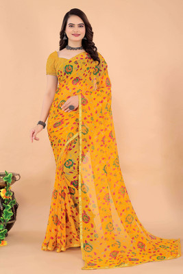 Aishwarya Printed Daily Wear Georgette Saree(Yellow)