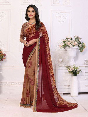 Moda Rapido Printed Daily Wear Georgette Saree(Red)
