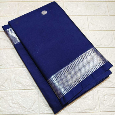 ns collection Self Design Paithani Cotton Silk Saree(Blue)