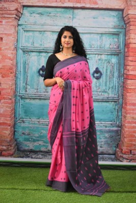 JAIPURI BLOCK PRINT Printed Daily Wear Pure Cotton Saree(Pink, Grey)