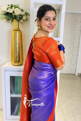 Juhi Collection Self Design Banarasi Art Silk Saree(Blue)