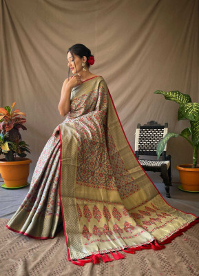 Divastri Embroidered Banarasi Silk Blend Saree(Grey)