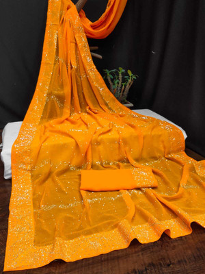 SHREE HARI PRINT Embellished Daily Wear Georgette Saree(Yellow)