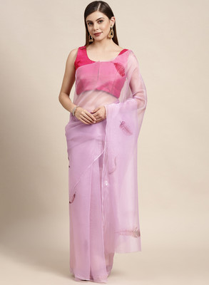 Divastri Digital Print Bollywood Organza Saree(Purple)