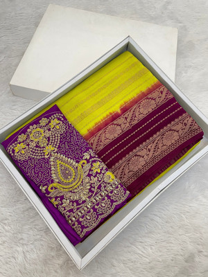 SHIV FASHION Solid/Plain Bollywood Viscose Rayon Saree(Multicolor)