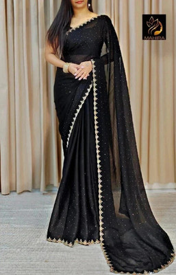 KAKADIYA CREATION Embellished Bollywood Chiffon Saree(Black)
