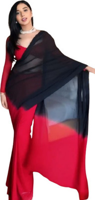 JATADHAR FAB Dyed Ready to Wear Georgette Saree(Red)