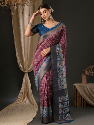 ANOUK Woven Banarasi Silk Blend Saree(Purple)