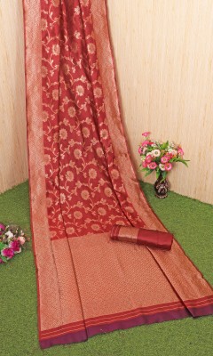 laxmi creation Printed Kanjivaram Jacquard Saree(Red)