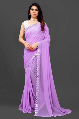 Radhika Creation Embellished Bollywood Georgette, Chiffon Saree(Purple)