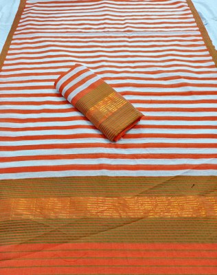 Mekhla Chador Woven Mekhela Chador Cotton Silk Saree(Orange)