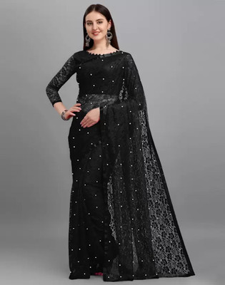 sar fasion Printed Bollywood Cotton Blend Saree(Black)
