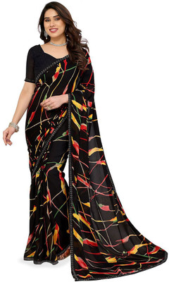 Moda Rapido Printed Bollywood Georgette Saree(Black)