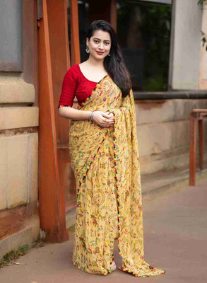 AARTI SELECTION Printed Bandhani Georgette Saree(Multicolor)
