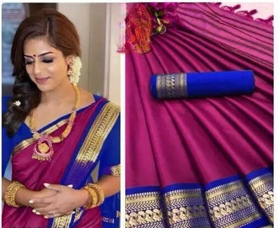 Fashion Club Collection Woven Bollywood Cotton Silk Saree(Pink)