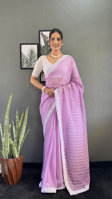 MM VENTURE Solid/Plain Bollywood Georgette Saree(Purple)