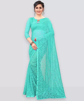 Saadhvi Embellished Bollywood Net Saree(Green)