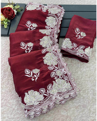 Moon Queen Embroidered Bollywood Jimmy choo Saree(Maroon)
