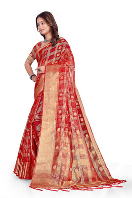 Aarunika SST Printed Bollywood Organza Saree(Red)