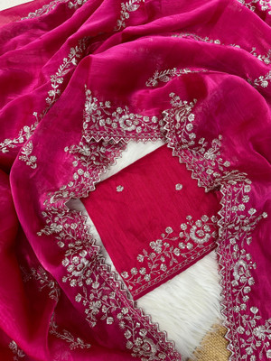 samu Embellished, Embroidered Bollywood Jimmy choo Saree(Pink)