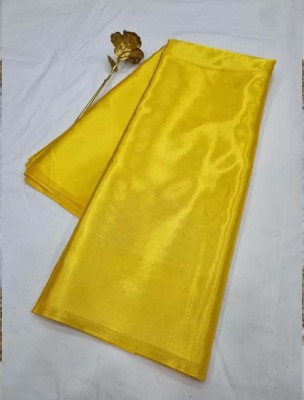 Aruna Sarees Solid/Plain Bollywood Pure Silk, Satin Saree(Yellow)