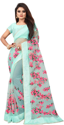 JSItaliya Embroidered Bollywood Net Saree(Blue)