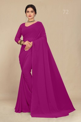 STAVA CREATION Solid/Plain Daily Wear Georgette Saree(Magenta)