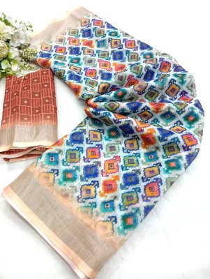 Gajal Printed Kanjivaram Linen, Cotton Linen Saree(Multicolor)