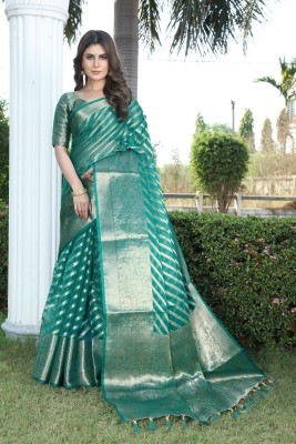 PICKWELL Self Design Banarasi Organza, Cotton Silk Saree(Multicolor)