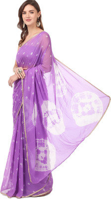 SainiVastra Printed Bollywood Chiffon Saree(Purple)