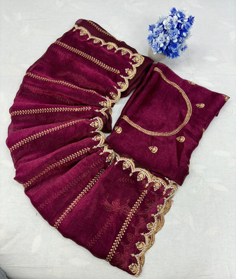 YuvanshCreation Embroidered Bollywood Jimmy choo Saree(Maroon)