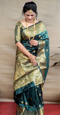 SHREE SANT SAREES Woven Banarasi Art Silk Saree(Green)