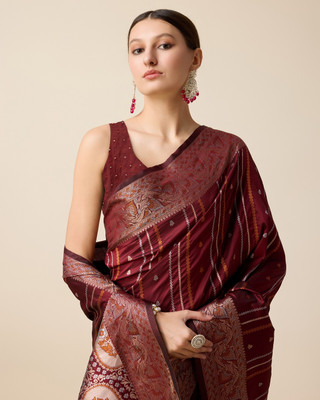 SICHYAH Woven, Embellished, Self Design Kanjivaram Pure Silk Saree(Maroon)