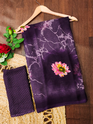 Anand Sarees Floral Print Daily Wear Georgette Saree(Purple)