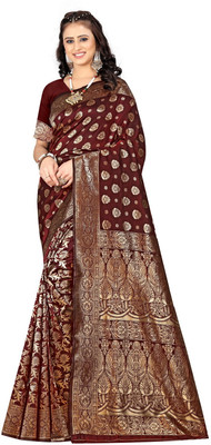 DHAYNAAND REEWA FASHION Floral Print Banarasi Jacquard Saree(Maroon)