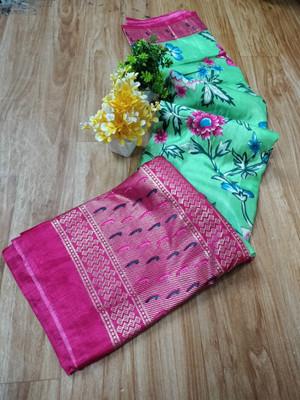 Bhuwal Fashion Printed Bollywood Art Silk Saree(Light Green)