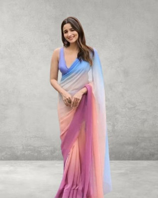 JAYAMENTERPRISE Solid/Plain Bollywood Georgette Saree(Multicolor)