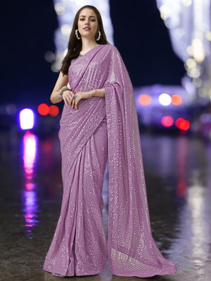 Divastri Embellished Bollywood Georgette Saree(Purple)