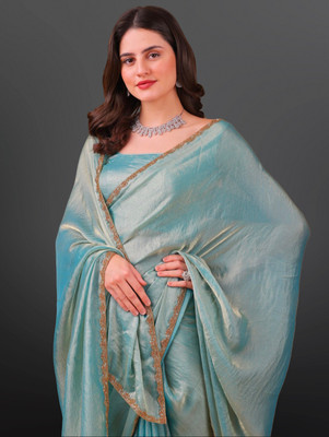 Mervadiya Woven Kanjivaram Jimmy choo, Pure Silk Saree(Light Blue)