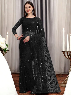 Norraflex Printed Bollywood Brasso Saree(Black)