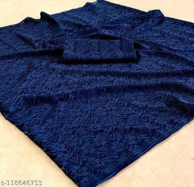 Suali Self Design Bollywood Net Saree(Blue)