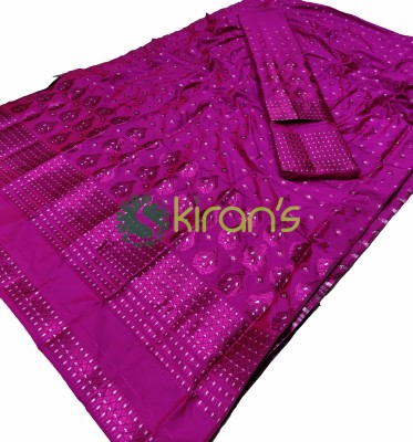 Skiran's Woven Mekhela Chador Polyester Saree(Pink)