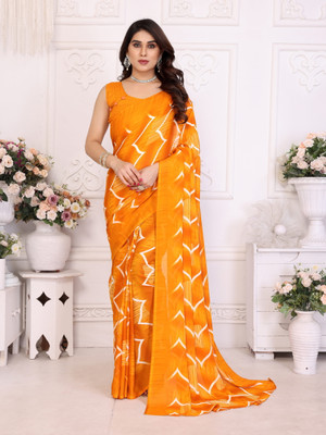 AAI LAXMI CREATION Digital Print, Printed Daily Wear Georgette Saree(Yellow)